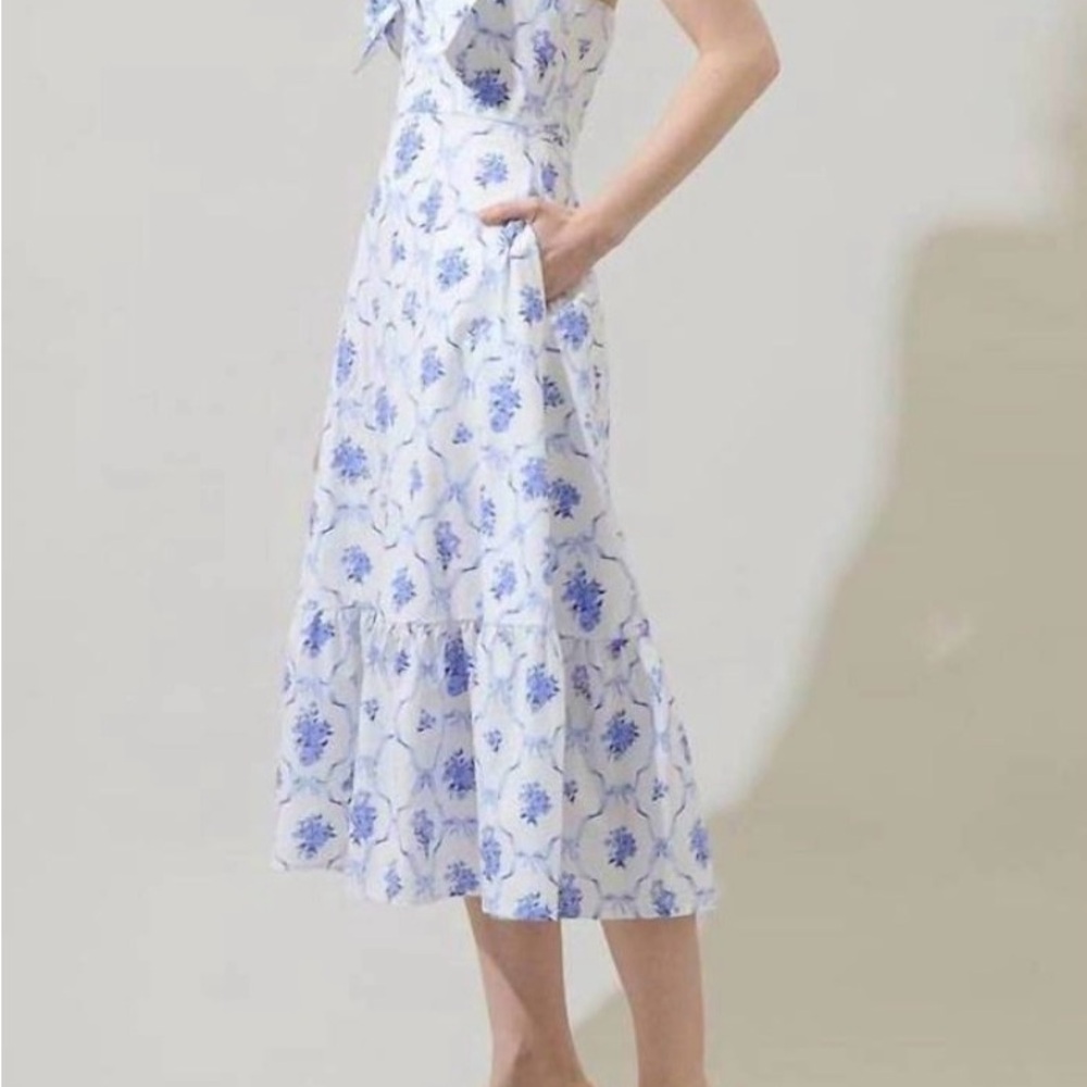 Nia Floral Perline Bow Midi Dress by SUGARLIPS